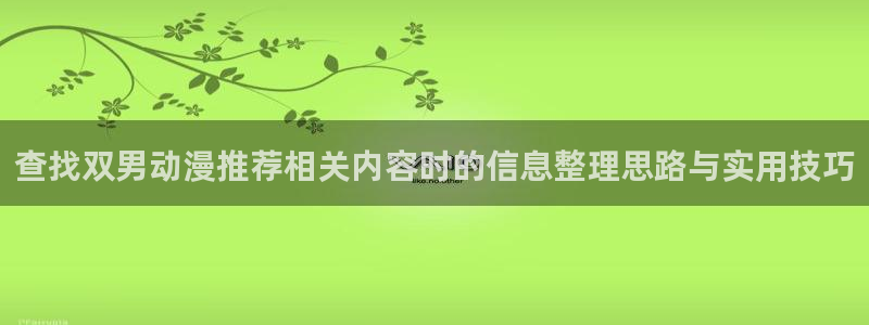 动漫连载大全:查找双男动漫推荐相关内容时的信息整理思路与实用技巧